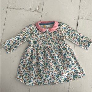 Baby Boden Floral Cotton Dress with Pink Collar
